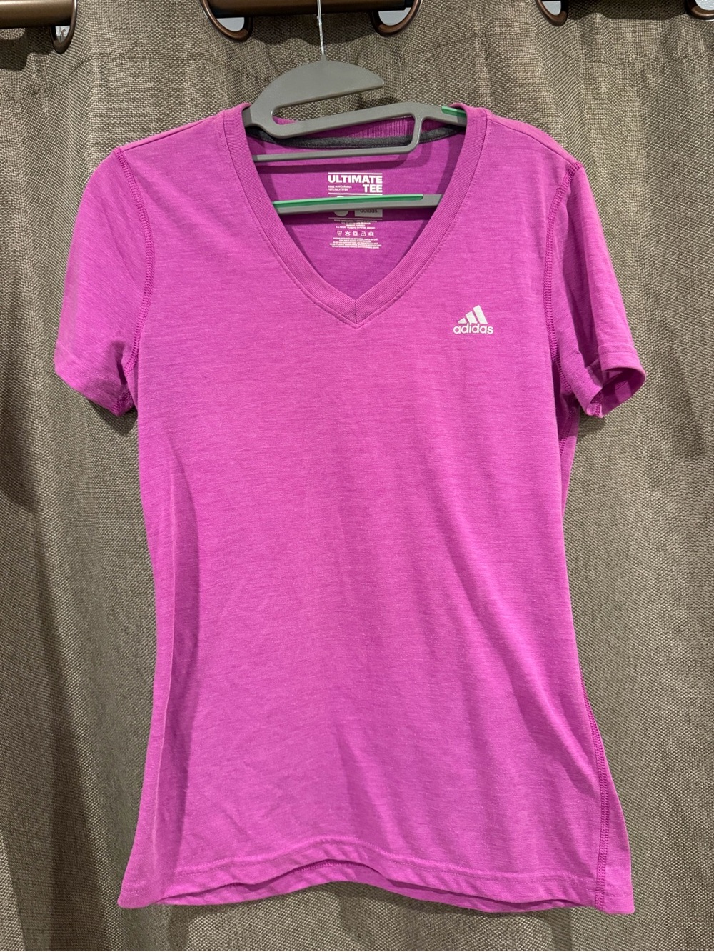 adidas Women’s Magenta V-Neck Short Sleeve Tee